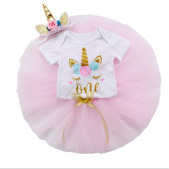 Other - Girl 12-18M boutique 1st Birthday unicorn set NEW